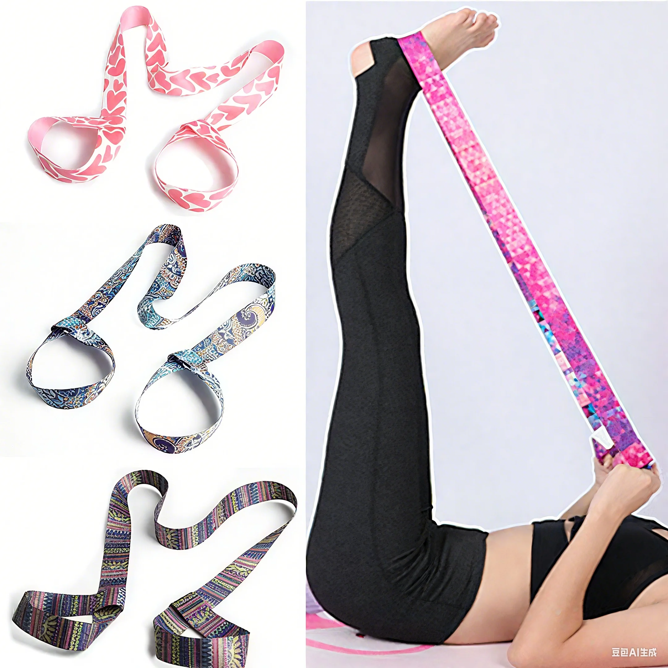 Pilates elastisches Yoga-Gurtband, Mattenband, elastisches Klebeband für Fitness, 2-in-1-Yoga-Ausrüstung, verstellbarer Yoga-Mattengurt YJS01