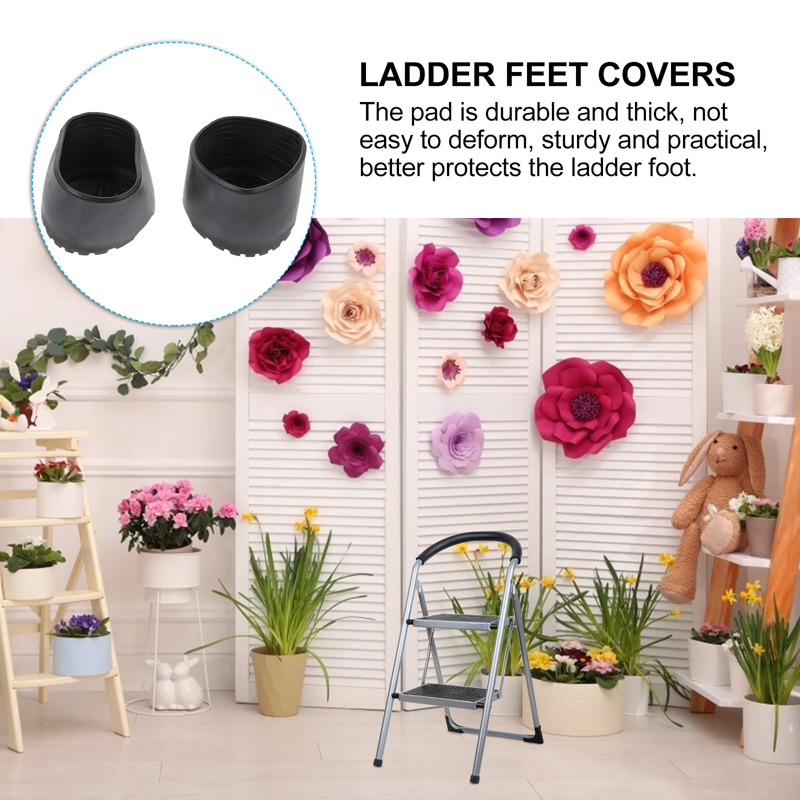 

2 Pcs Round Foot Cover Anti-slip Pad Ladder Legs Covers Folding Feet Protector Non-slip Back Protective Pads Non-skid Mats PVC