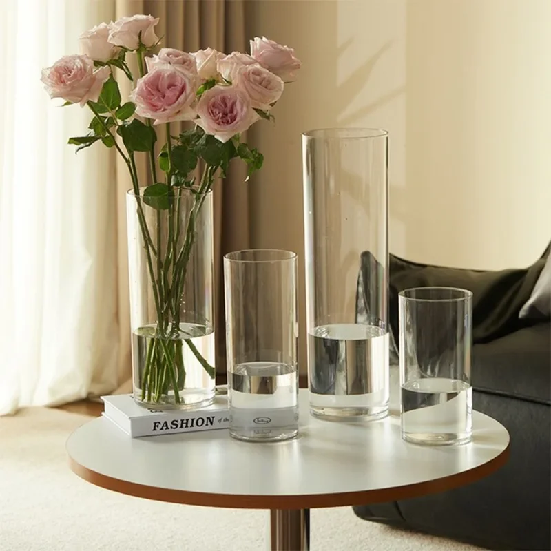 2026 NEW HOT Acrylic Shatterproof Vase Hydroponic Flower Arrangement Transparent Straight Tube Flower Decoration of Dracaena