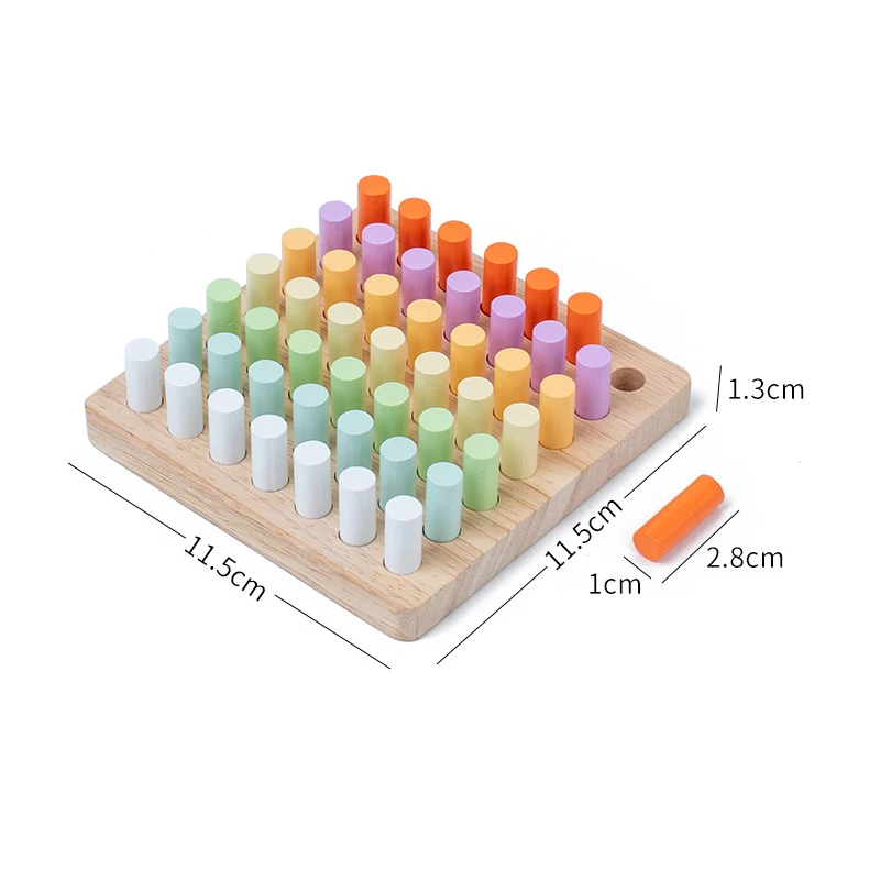 Wooden Colorful Plugboard Hand-eye Coordination Training Color Cognitive Educational Toys