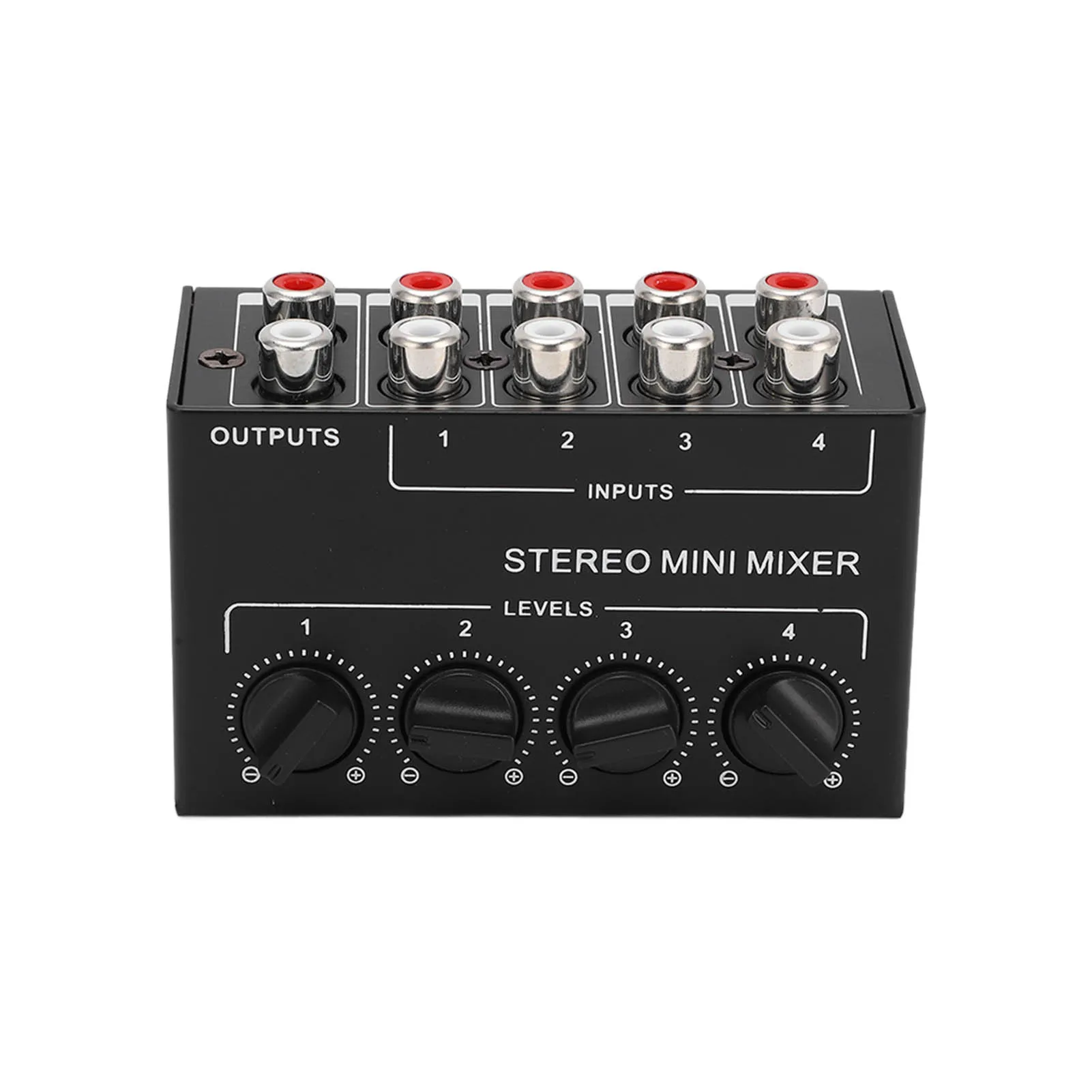 4 Channel Passive Stereo Mixer Audio Mixing Equipment With 100k Ohm Potentiometers Iron Body For Home Desktop DJ Use view 5
