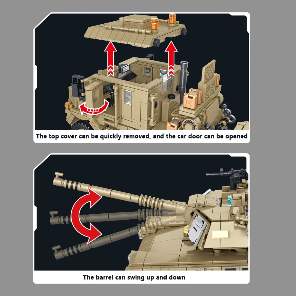 3482 ชิ้น, รถถังลาก Heavy Vehicle Building Blocks ชุด, M1070 รถขนส่งหุ้มเกราะอาคาร, คอลเลกชันสําหรับผู้ใหญ่ Displa