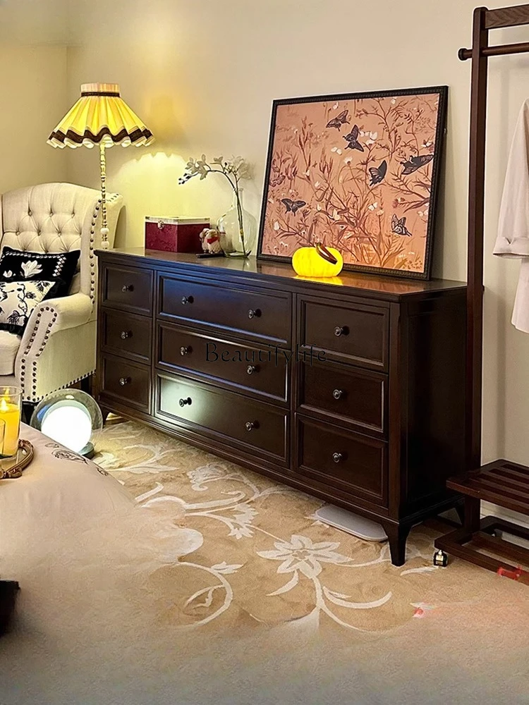 

American all solid wood living room porch cabinet retro storage locker furniture