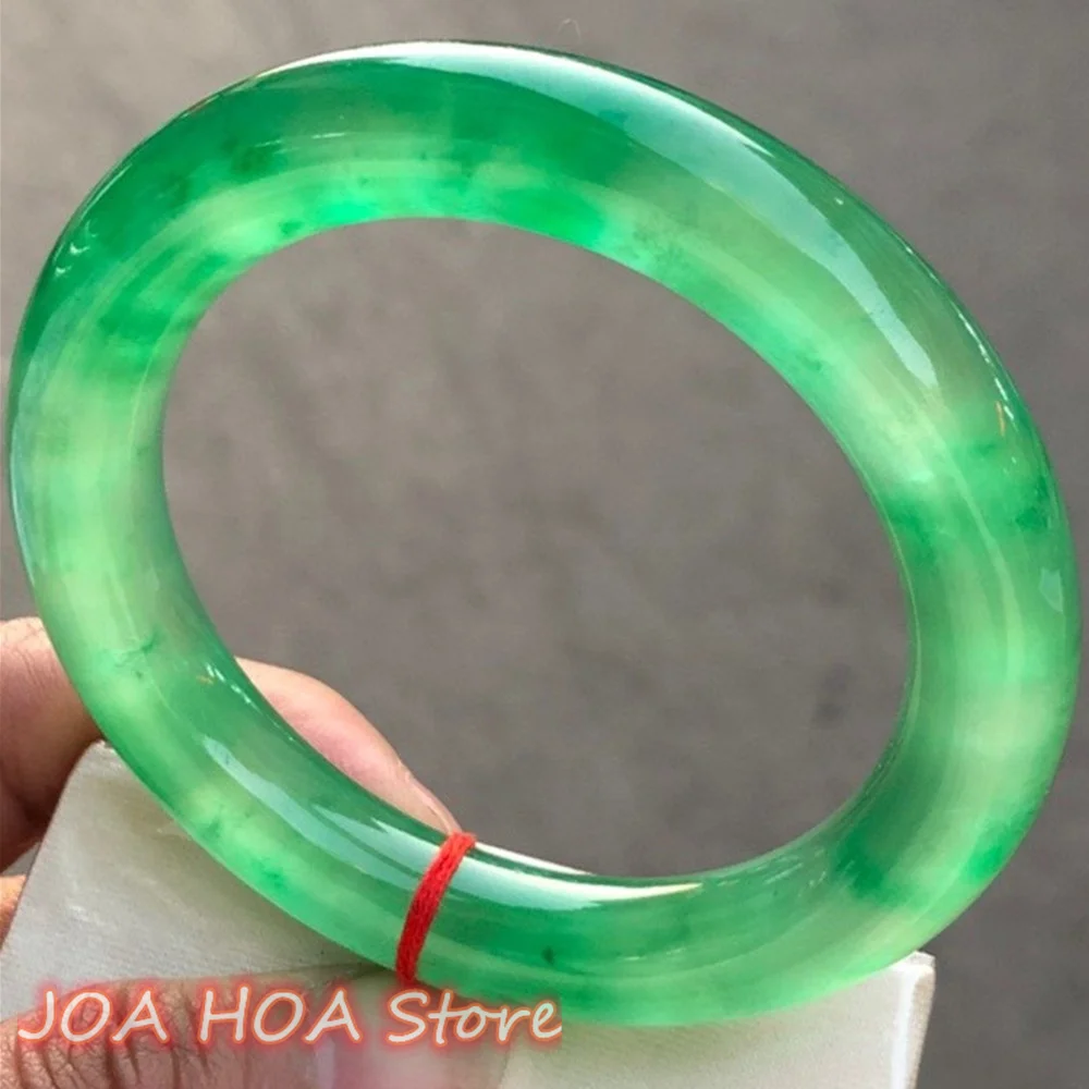 New Original Ecological Color Ice Emerald Green Bangle Natural Bashan Jadeite Bracelet Boutique Handring Perfect Jewelry