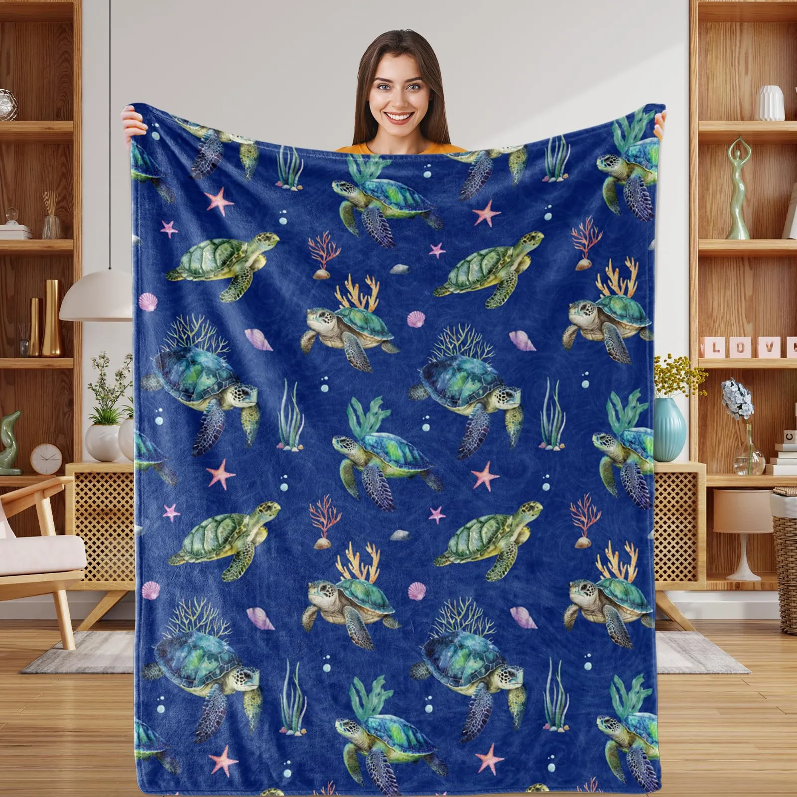 KACISSTY Animals Sea Turtle Blankets Fashion Starfish Flannel Throw Blanket Air Condition Office Nap Quilts 5 Size Dropshipping