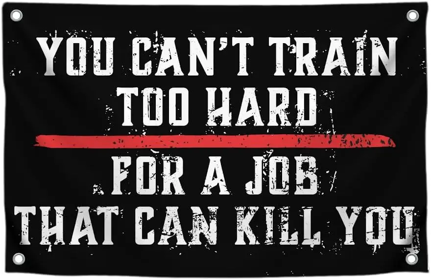 Thin Red Line Motivation Flag - Fire Station Training Quote Decor - Improvement Wall Decor for Gym - Single Sided Banner