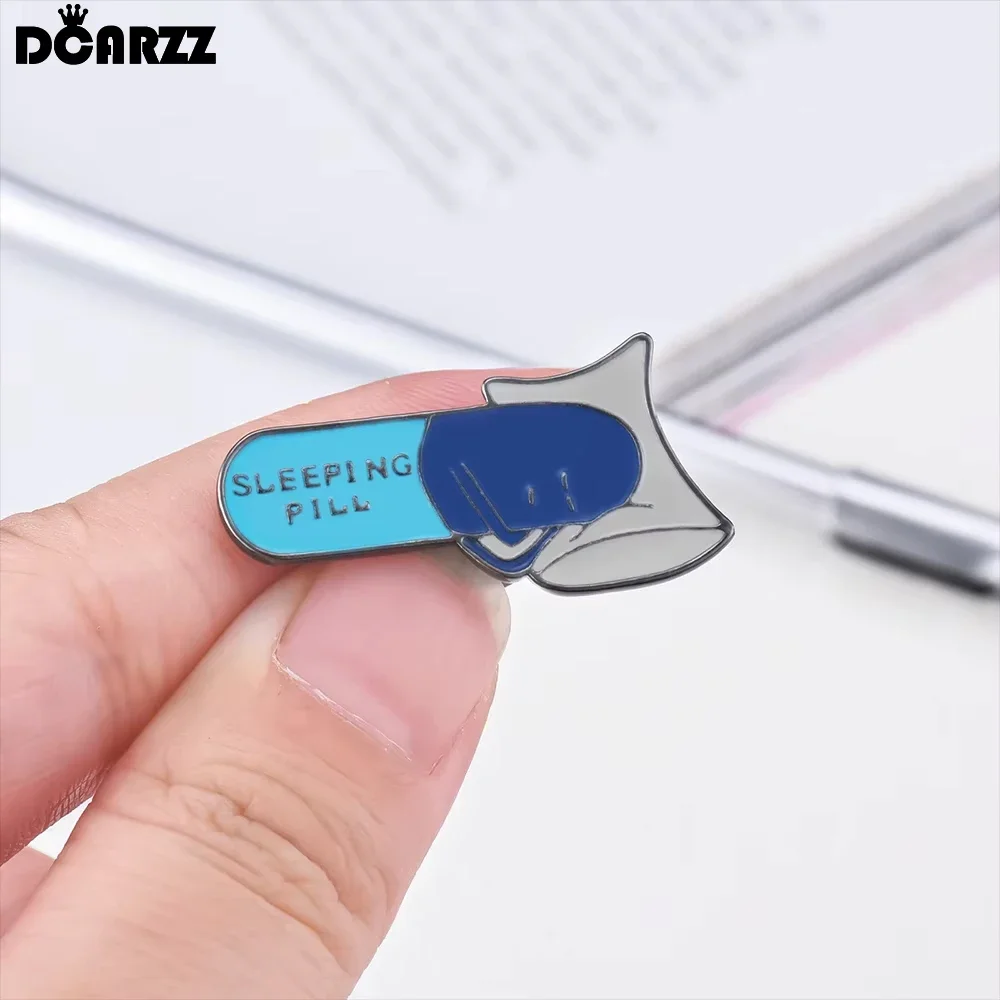 DCARZZ Funny Sleep Pill Enamel Pin Medical Creative Pharmacist Lapel Badge Brooch Medicine Jewelry Gifts for Doctor Nurse