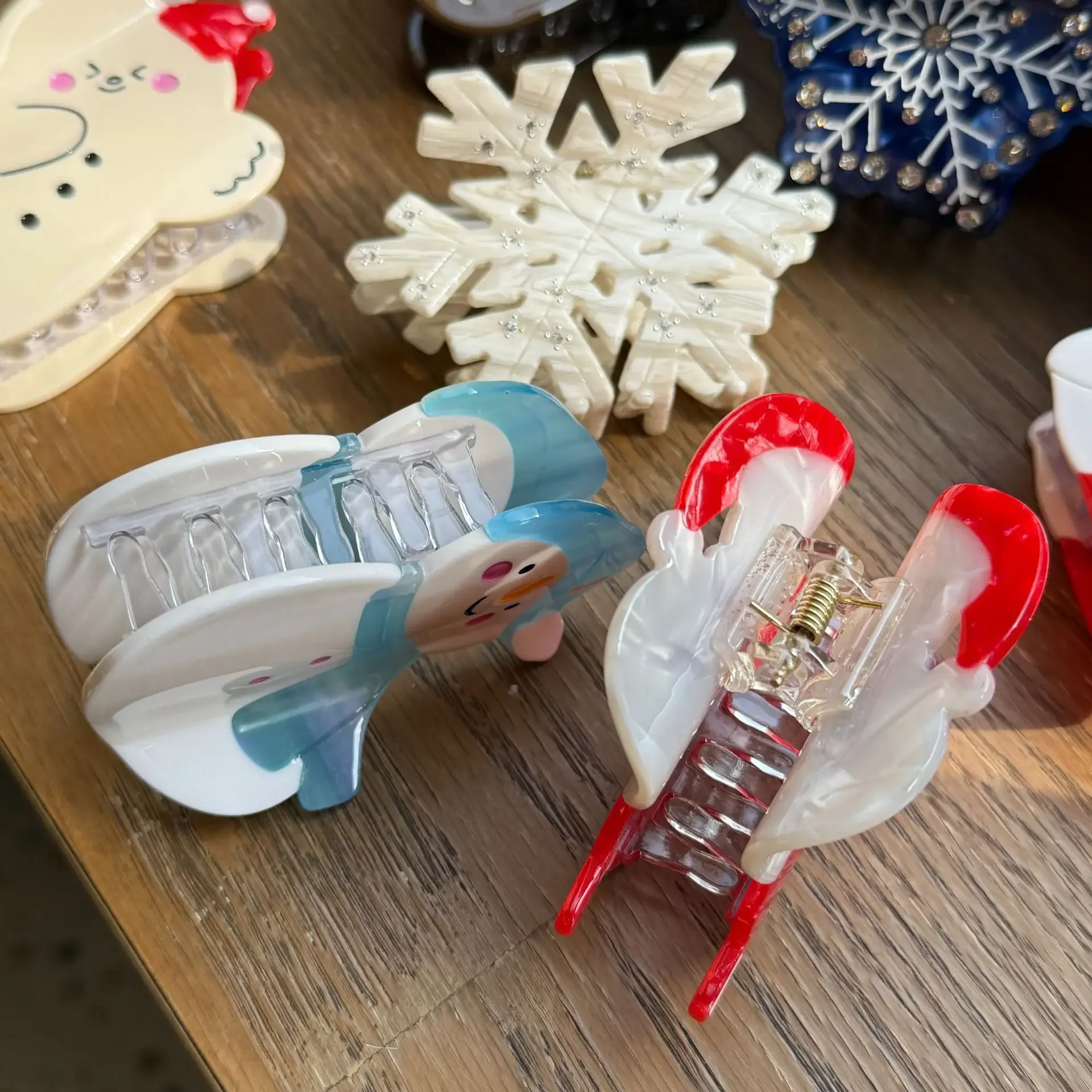 Pinces à cheveux en acétate pour femmes et filles, série de noël d'hiver, strass, flocon de neige, accessoires pour cheveux, nouvelle collection 2025