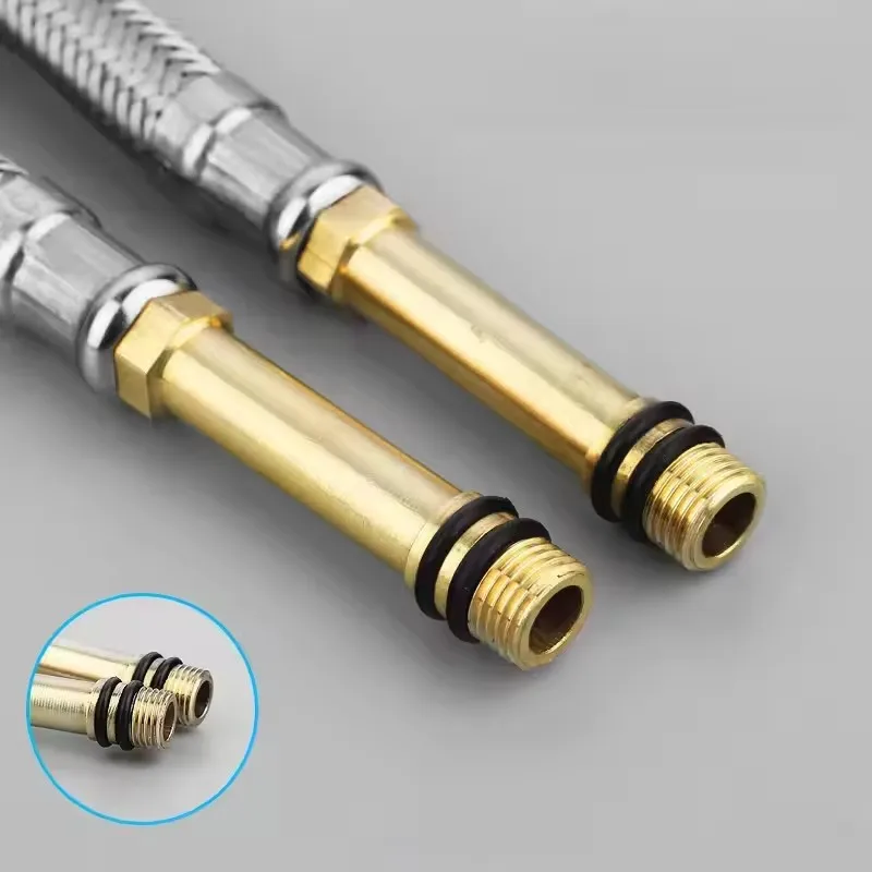 60cm/80cm/100cm Faucet Hose Cold and Hot Water Inlet Pipe Stainless Steel Braided Explosion-proof Tube Bathroom Tap Pointed Hose