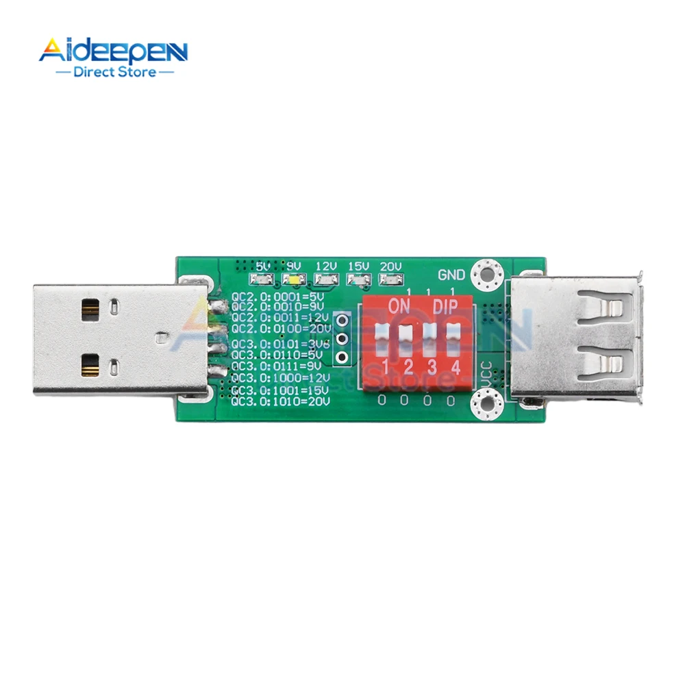 QC2.0 QC3.0 Deception Aging Detection Fast Charging Adapter Test Board USB Interface 5V/9V/12V/15V/20V Trigger Voltage Detector