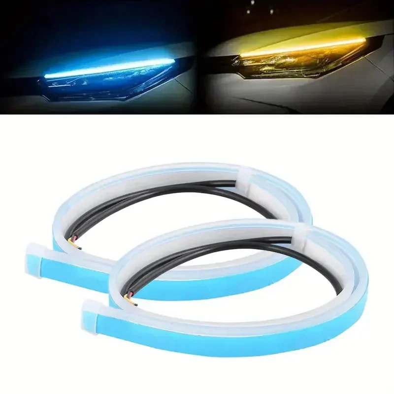 Two tone surface light strip tube light daytime running light, 2 flexible car LED light strips