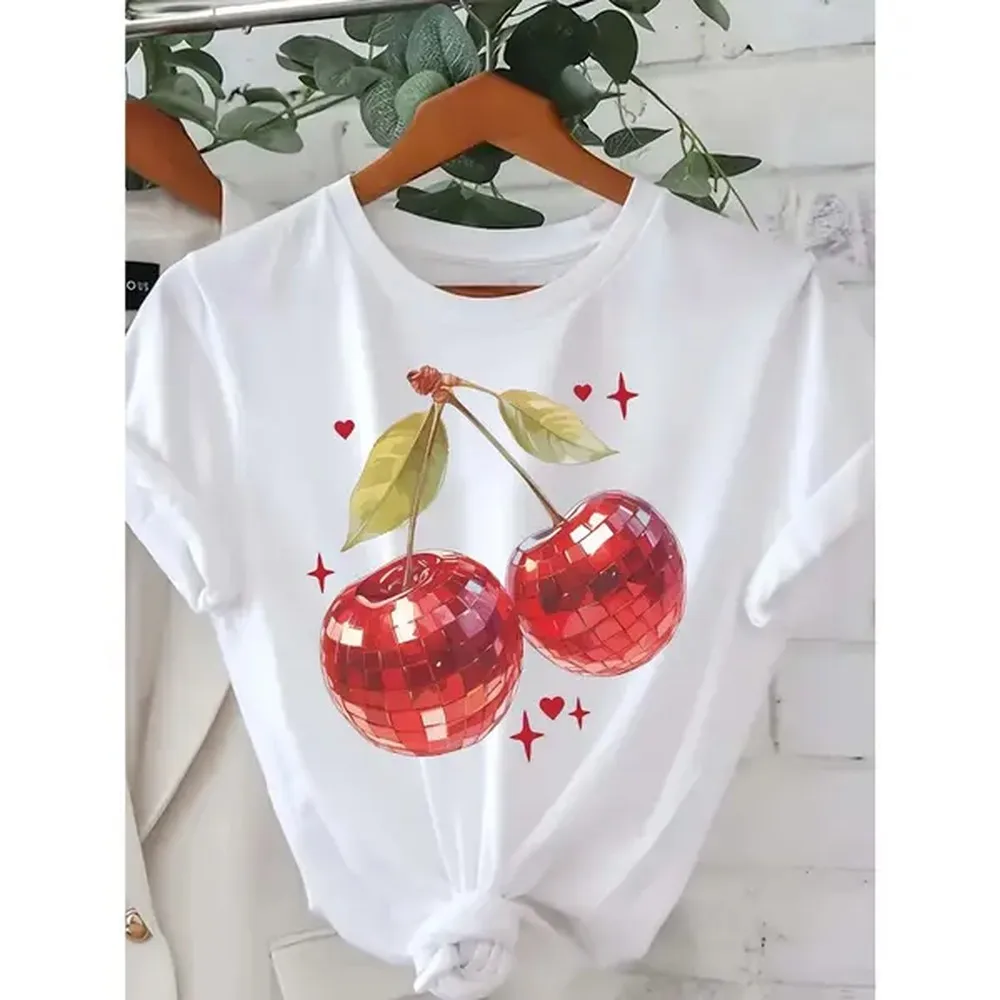 Men's Cherry Disco Graphic T-Shirt - Short Sleeve Crew Neck Regular Fit Casual Wear | Soft & Breathable Fabric, Durable Print, Everyday Comfort, Machine Washable, Casual Summer Party, Picnic, Casual