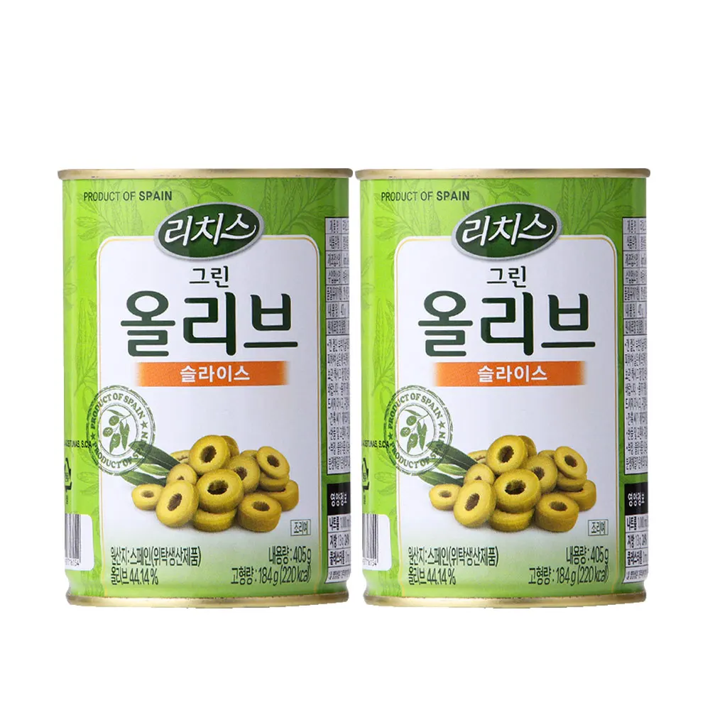 Aceitunas Verdes Rebanadas Dongsheng Richeese 405g X 2 Piezas