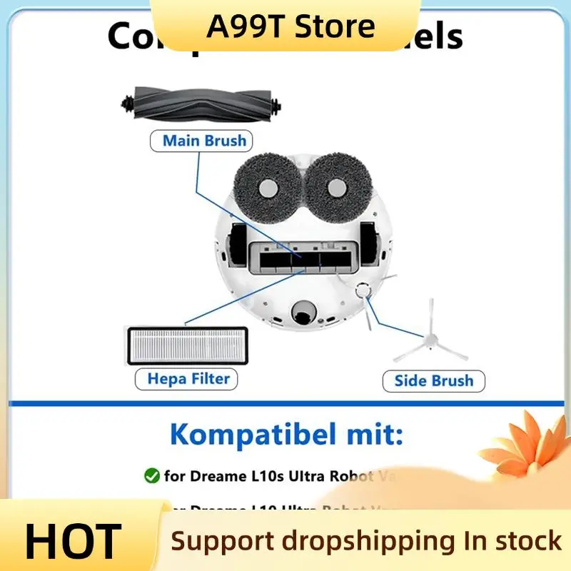 

A99T Main Side Brush Hepa Filter Mop Cloth Dust Bags For Dreame L10S Ultra L10 Ultra Robot Vacuum Spare Parts Accessories