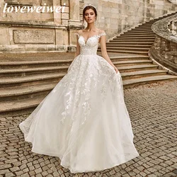 Vestido De novia De línea a con manga casquillo, Vintage, escote Corazón, apliques De encaje, vestidos De novia personalizados