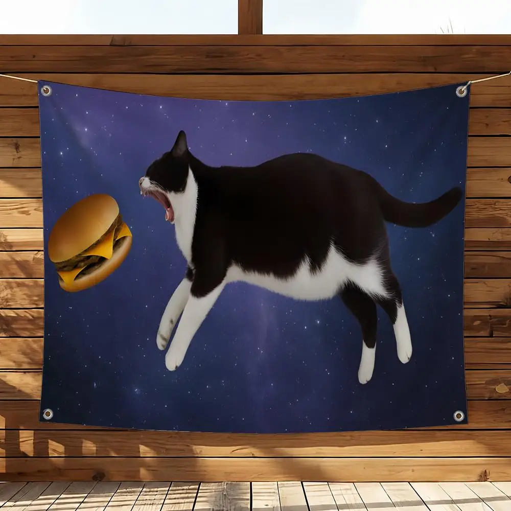 Meme Cool Silly Cat Meme Flaggen Heim- und Gartendekoration Banner - Innen- und Außenwandhängende Flagge – Detail 8