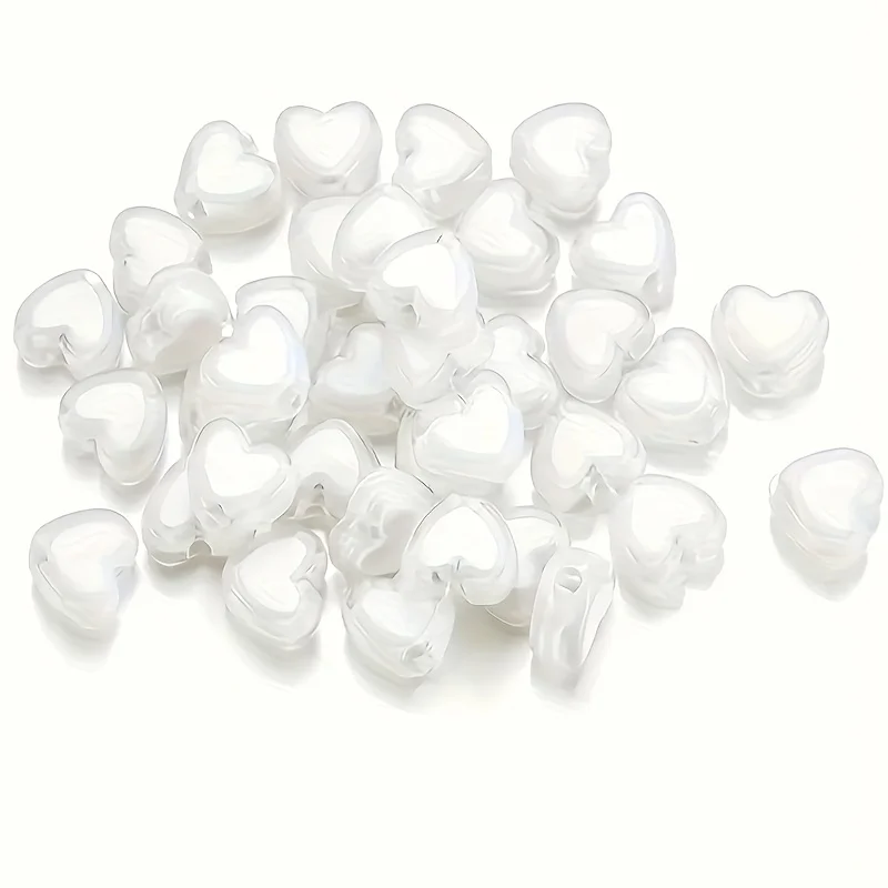 60pcs8mm, Black and White Bead in Bead Heart, Simple and Versatile Style, Can Be Used as a Couple Bracelet, DIY Production