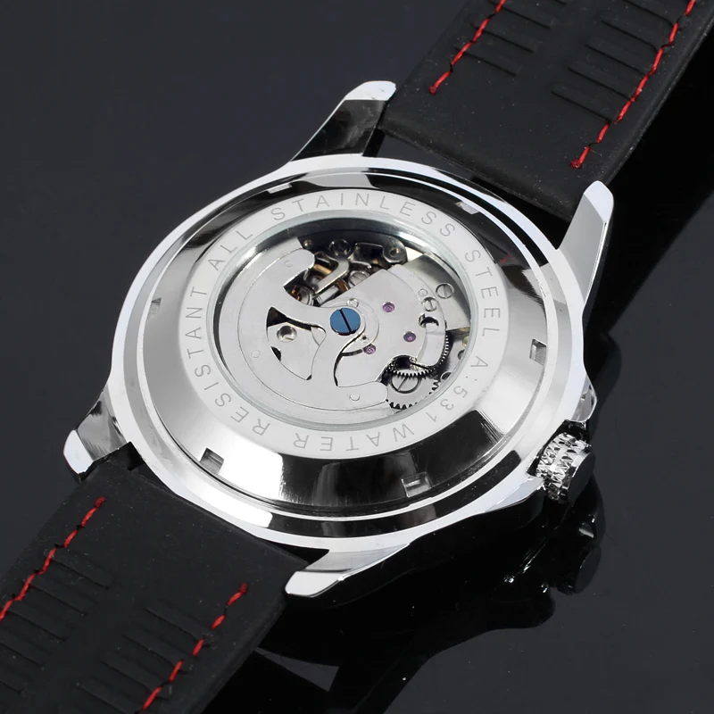 2024High End Luxury Transparent Skeleton Mechanical Automatic Watches for Men Fashion Classics Waterproof Rubber Male Wrist Band