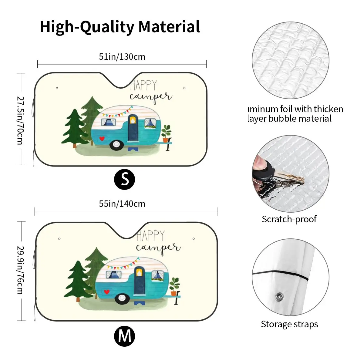 Gelukkig Avontuur Camping Voorruit Zonnescherm Kamp Caravan Auto Voorruit Autoruit Voorruit Cover Zonnescherm Beschermen