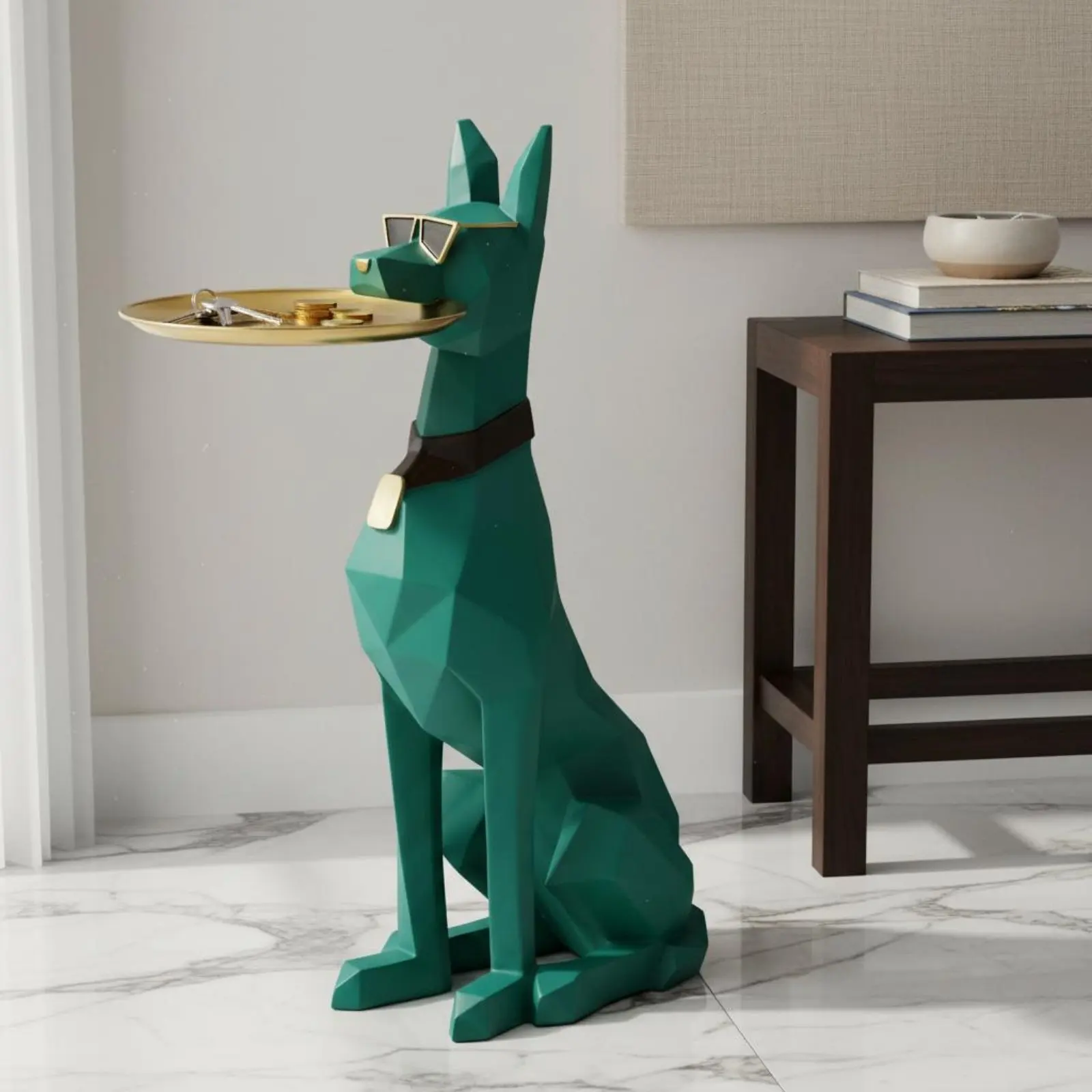 Doberman Statue Light Luxury Aesthetic Tray Holding Dog Statue House Ornament F…