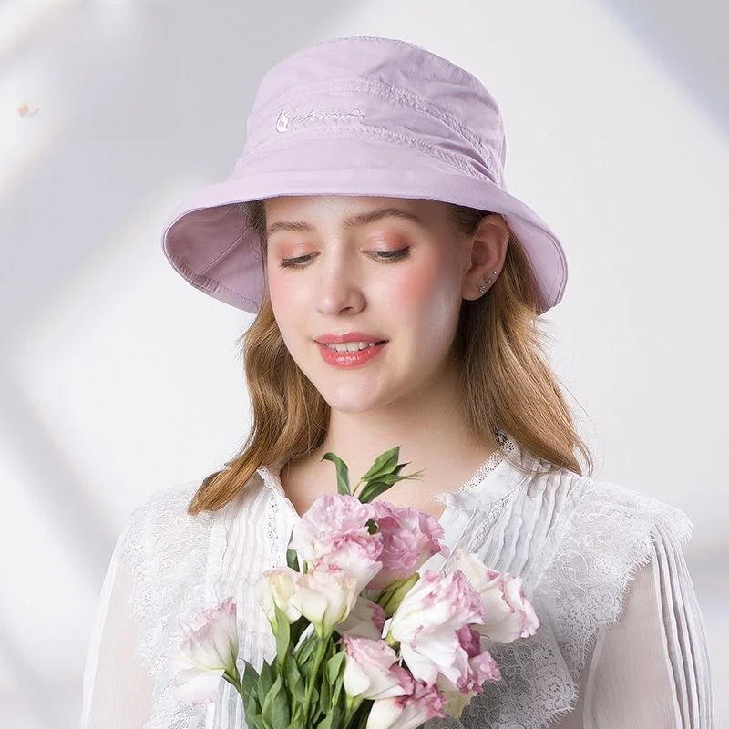 spring-summer-casual-fisherman-hat-women's-sun-protection-uv-blocking-wide-brim-hat-happy-brand-nylon-material-travel-sui