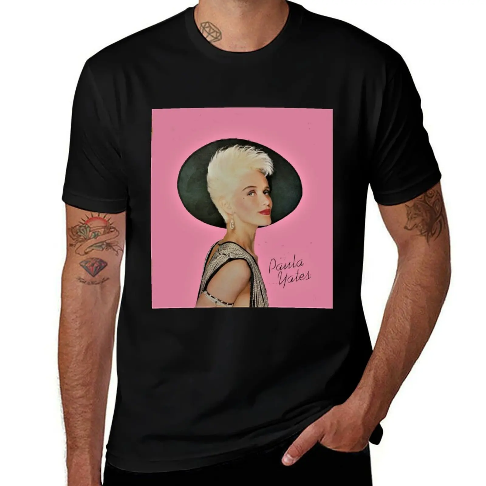 paula yates art vintage BLONDE print tshirt bag mask 80s T-Shirt Plus Size Basic Cotton T-Shirt