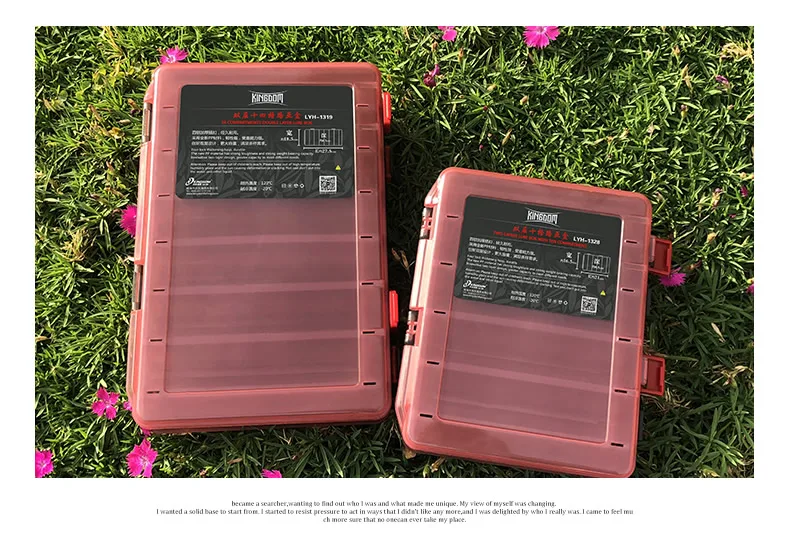 Kingdom Fishing Tackle Boxes 10, 14 Fächer, Aufbewahrungskoffer für Angelzubehör aus Kunststoff, doppelseitige, hochfeste Köderboxen – Detail 14