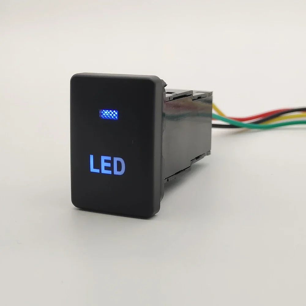 

Blue Light Car LED DRL Light Power On Off Rearview Mirror Heated Push Button Switch for Toyota Camry Prius Corolla PRADO