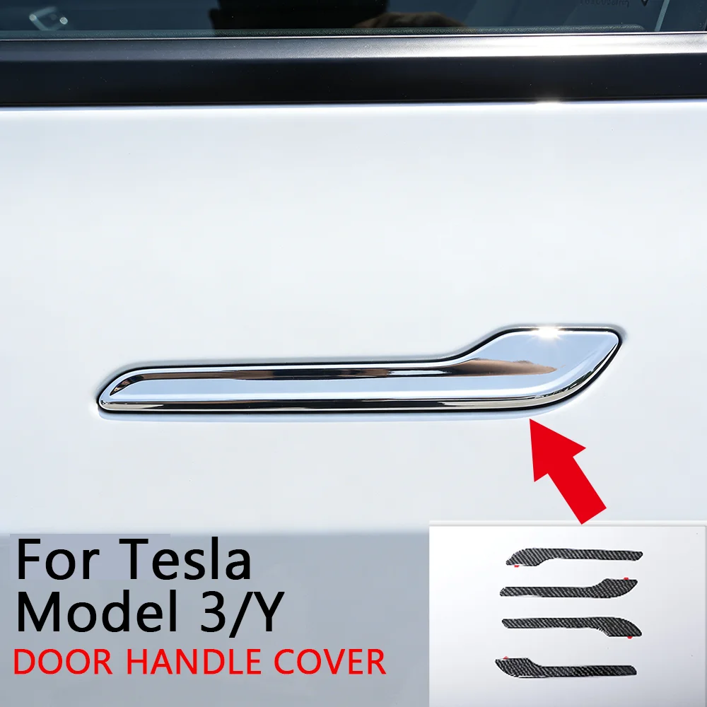 

For Tesla Model 3/Y Car Door Handle Trim Strips, Chrome-plated ABS Material, Car Accessories