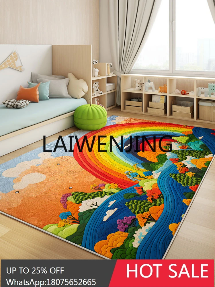 

RWJ Living Room Children's Room Floor Mat Dopamine Non-Slip Bedroom Bedside Thickened Easy to Care