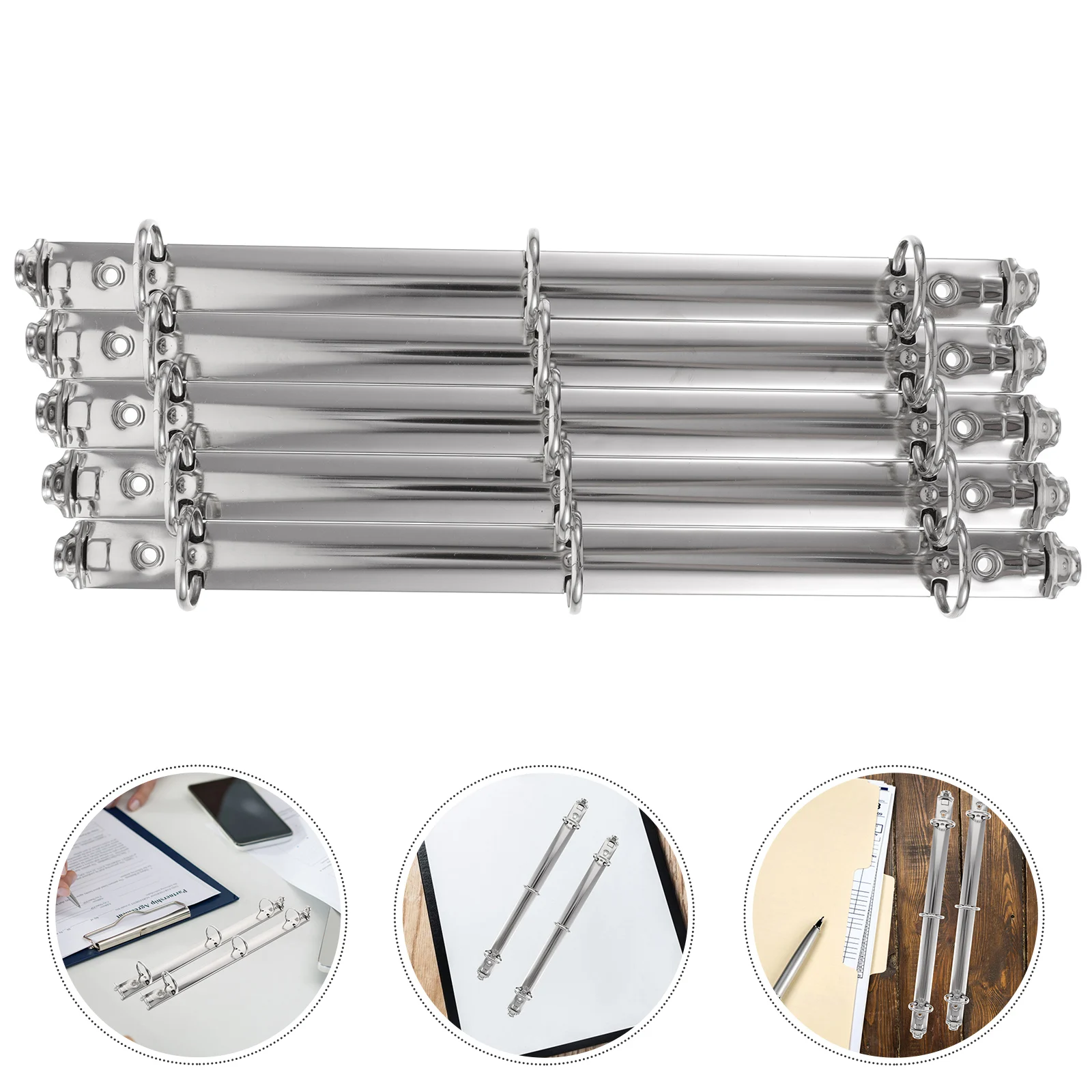 

5pcs Metal 3-Ring Binder Mechanism Replacement Kit For Planner Notebook Loose Leaf Organizer File Binding Spine Combs
