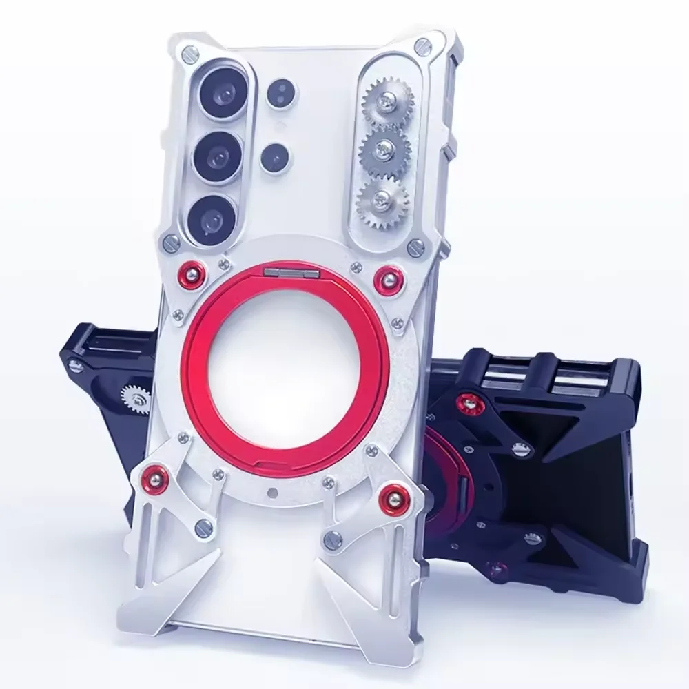 

Luxury Hollow Metal Case For Samsung Galaxy S25 Ultra Cover S24 U S23 S22 Aluminum Bumper Built-in 360° Bracket With Protector