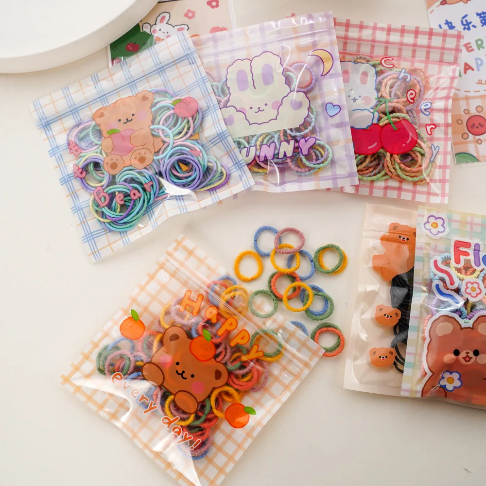 100 Pieces/Set Girls Colorful Non-Tangling Hair Small Rubber Bands Bright Color High Elasticity Cute Kids Hair Accessories