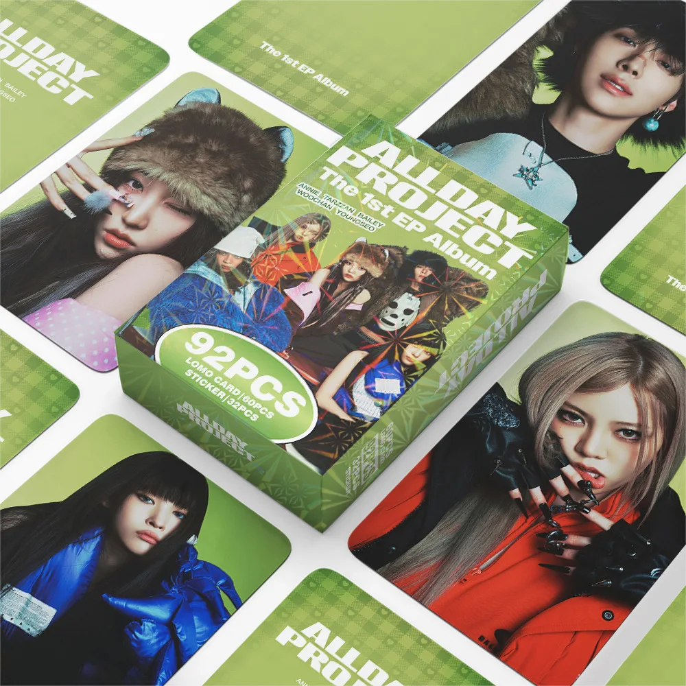 92개/세트 아이돌 ALLDAY PROJECT 새 앨범 FAMOUS 로모 카드 및 스티커 엽서 ANNIE BAILEY TARZZAN WOOCHAN YOUNGSEO 팬 선물
