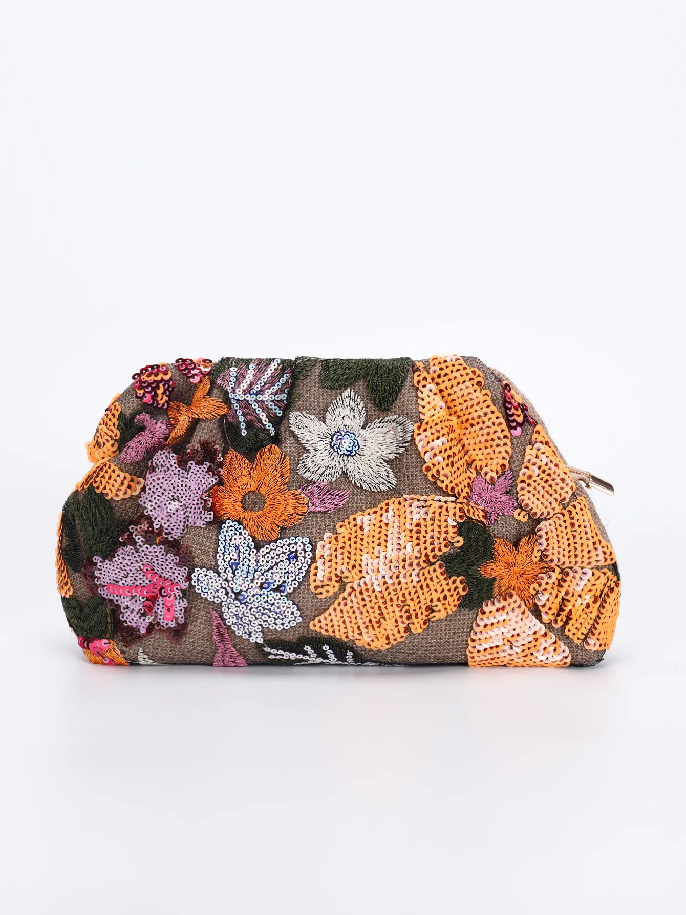 women's heavy industry ink wash wind mesh embroidery sequin  light luxury handbag dinner cloud bag view 6