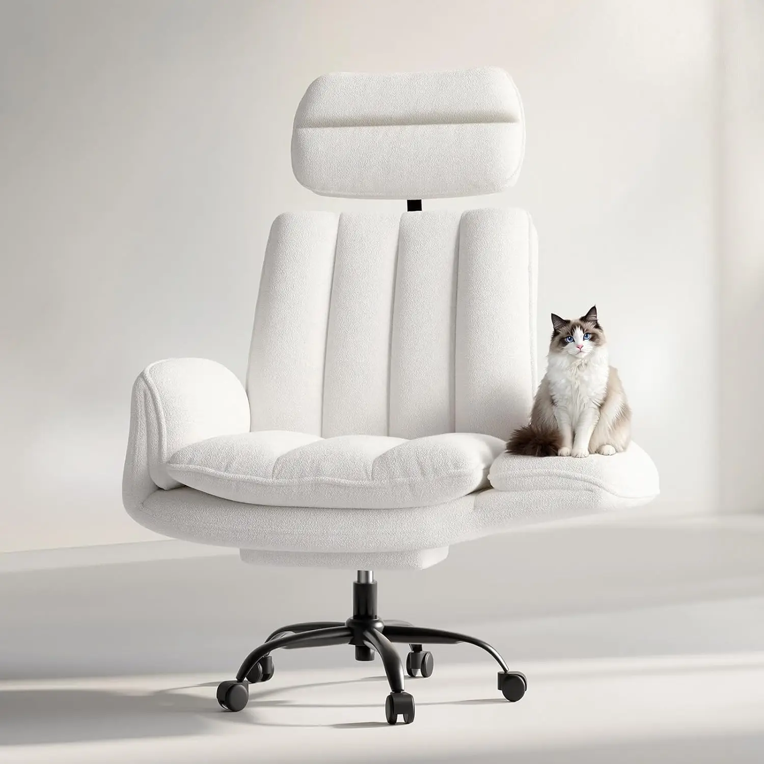 Office Chair With Armrests Wheels Velvet Vanity Chair Ergonomic Executive Gaming Computer Chair Foot Rest Wide Seat Reclining De