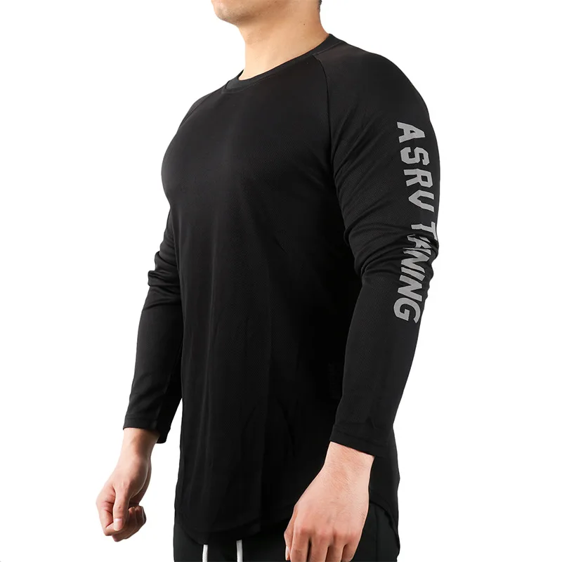 Men Quick Dry Long Sleeve Sport T Shirt Gym Fitness Bodybuilding Shirt Jogger Workout Sportswear Training Running Tee Sweatshirt