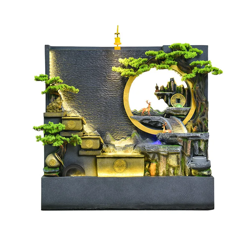 Water curtain wall, running water screen partition, rockery fish pond decoration floor ornament