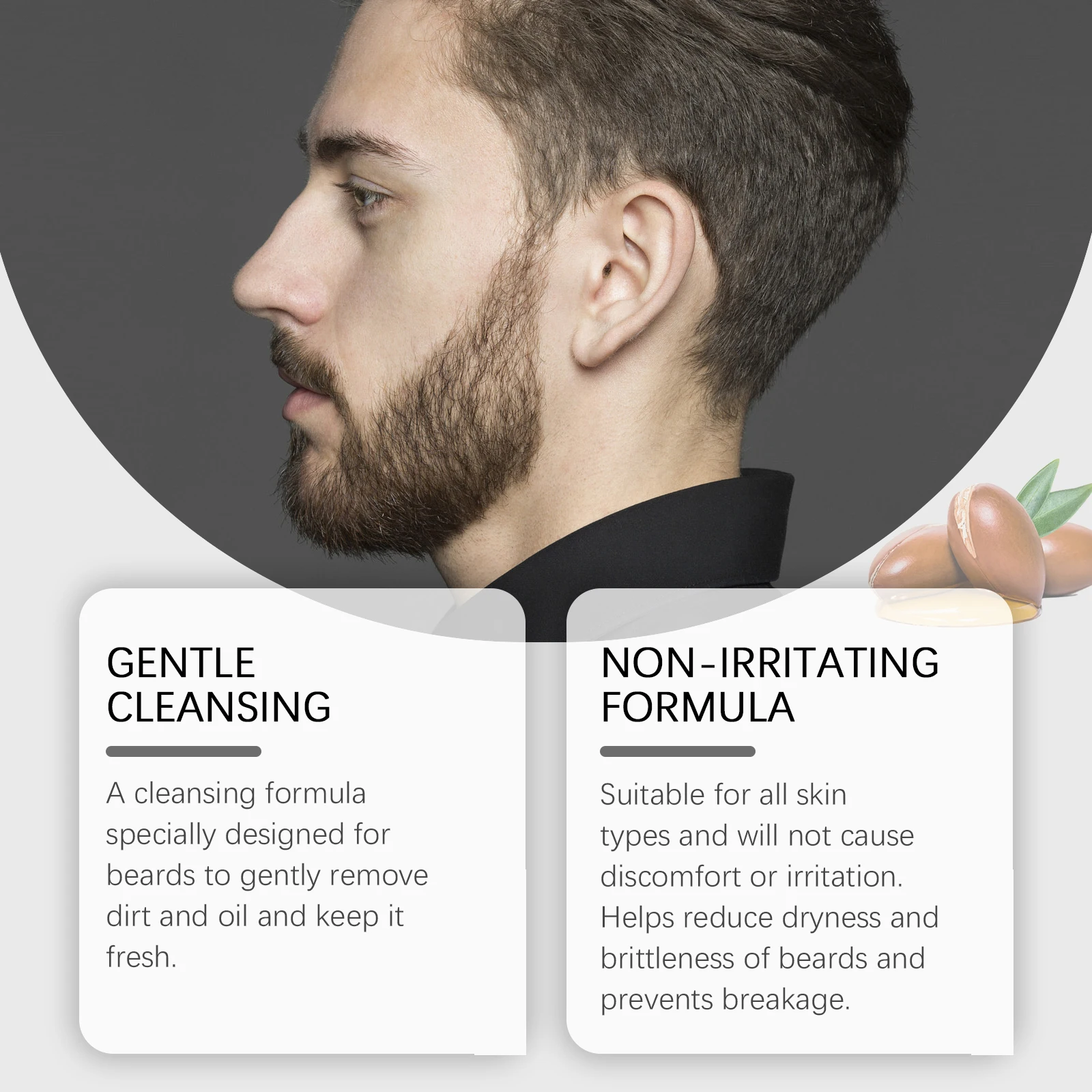 Shampoo de barba masculino-limpeza suave com óleos de eucalipto, argan e jojoba para hidratar, suavizar e evitar quebras-para todos os tipos de pele