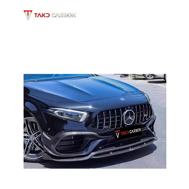 A45 W177  Style Real Car Data Development Dry Carbon Fiber Front Middle Bumper Lip For BENZ AMG A45 W177