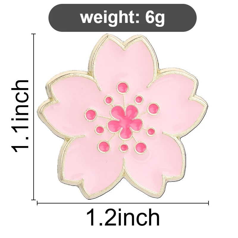 Rosa Sakura-Emaille-Anstecknadeln, einfache Kirschblüten-Brosche, Reversabzeichen, Cartoon-Blumen-Schmuck, Accessoires, Geschenke für Freunde – Detail 1