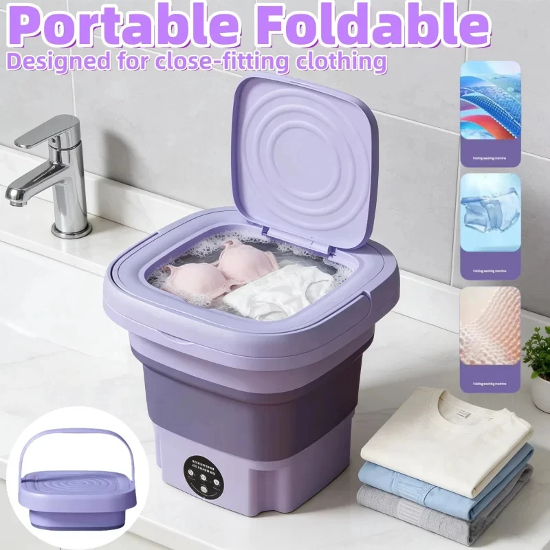 Portable Folding Mini Washing Machine Bucket for Clothes Socks Underwear Cleaning Washer Portable Small Travel Washing Machine image 5