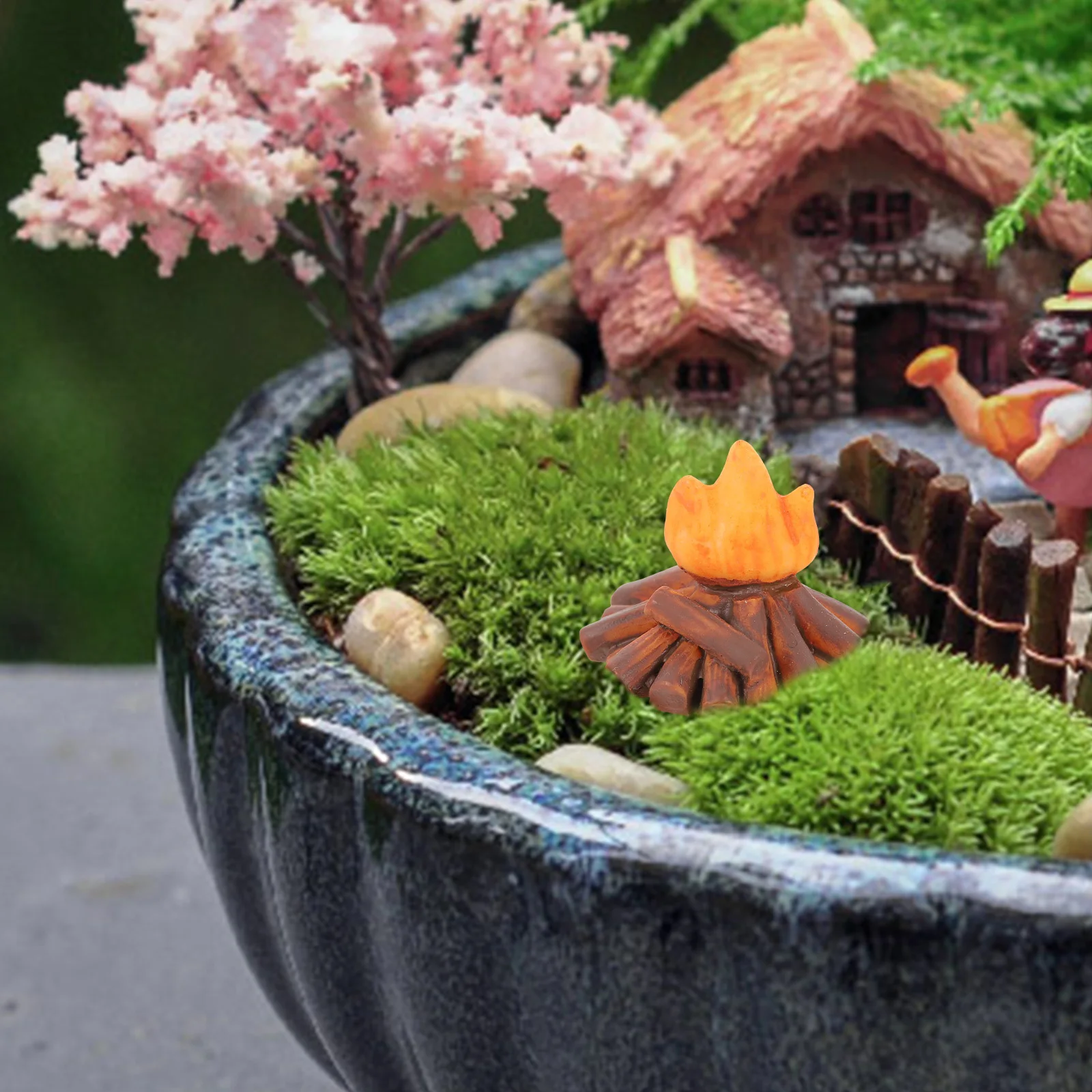 2 Pcs House Campfire Model Pretend Bonfire Dollhouse Miniature Camping Toy Minature Dollhause