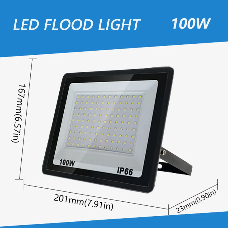 NONE LED-Flutlicht, IP66, wasserdicht, AC220 V, 10 W, 20 W, 30 W, 50 W, 100 W, 150 W, 200 W, 300 W, Strahler, Garten, Straße, Tor, Wandfluter im Freien 4