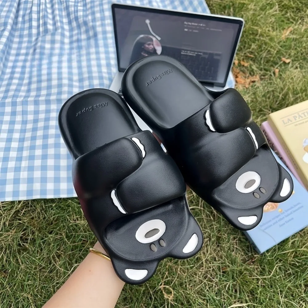 

Креативные тапочки с медведем, обнимающие тапочки на толстой подошве с мягкой подошвой, шлепанцы с коричневым медведем, нескользящие милые тапочки из ЭВА с белым медведем для мальчиков и девочек