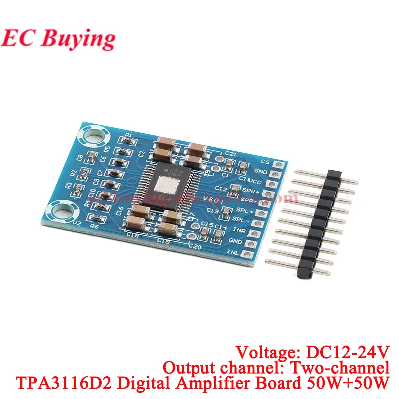 1-10 Uds TPA3116D2 XH-M562 DC 12V-24V 2x50W Mini módulo de placa amplificadora de Audio estéreo Digital de doble canal Clase D 50W + 50W TPA3116