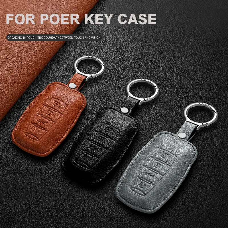 

Car Remote Key Case Cover For Great Wall Poer Haval H6 GWM Ute Cannon Pao P Series Leather Key Holder Shell Fob Auto Accessories