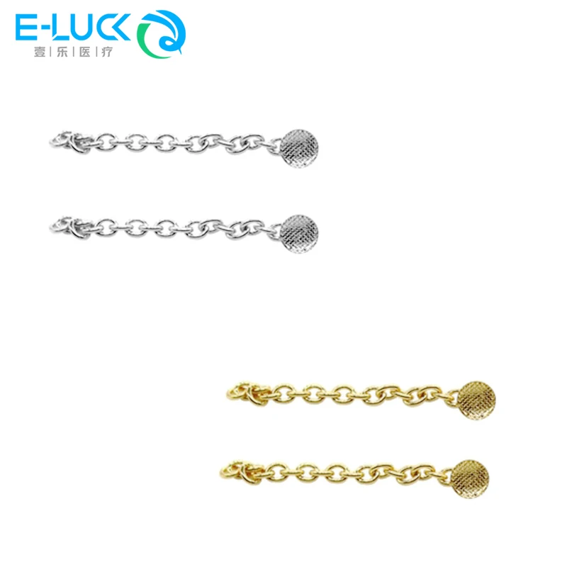 

2 шт./пакет, стоматологическая тяговая цепь, ортодонтическая лингвальная цепочка на пуговицах, стоматологическая ортодонтическая круглая основа, золотое, серебро