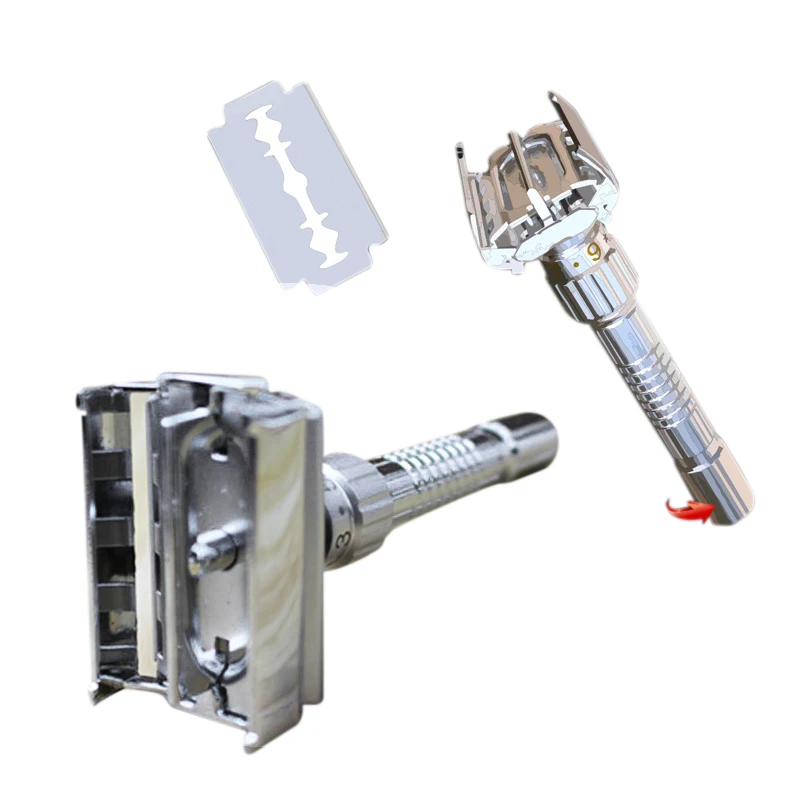 شفرة حلاقة بمقبض فراشة مزدوج الحواف ، فتحة ملتوية ، على شكل حرف T ، 9 سرعة، تعديل جذري ، أمامي ، للجنسين ، أرسلت 5 شفرات ، كلاسيكية