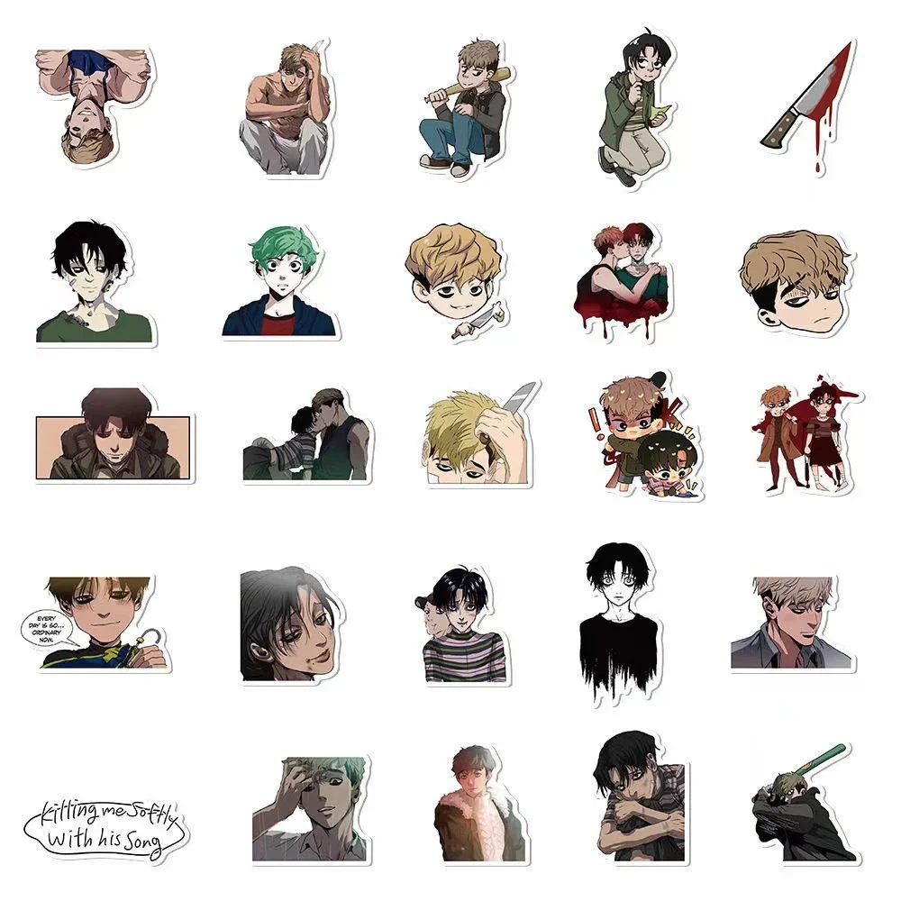 50PCS Cartoon Anime Kill Tracker Graffiti Waterproof Sticker Creative Trendy Fridge Skateboard Guitar Helmet Decoration Sticker